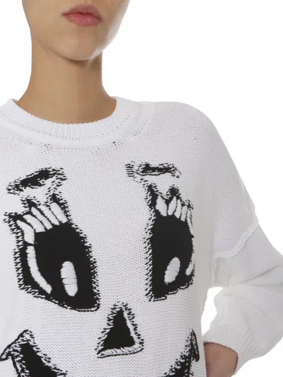 Moschino Pumpkin Face Pullover In White In White