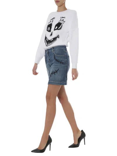 Moschino Pumpkin Face Pullover In White In White