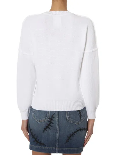 Moschino Pumpkin Face Pullover In White In White