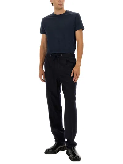 Giorgio Armani V-neck Ribbed Hem Stretch T-shirt In Blue