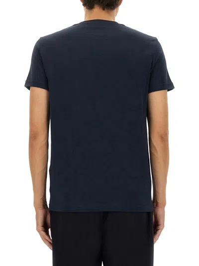 Giorgio Armani V-neck Ribbed Hem Stretch T-shirt In Blue