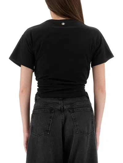 Rabanne Piercing Cropped T-shirt In Black Cotton In Black