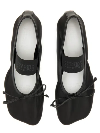 Mm6 Maison Margiela Mesh Anatomic Numeric Ballerina Flats In Black