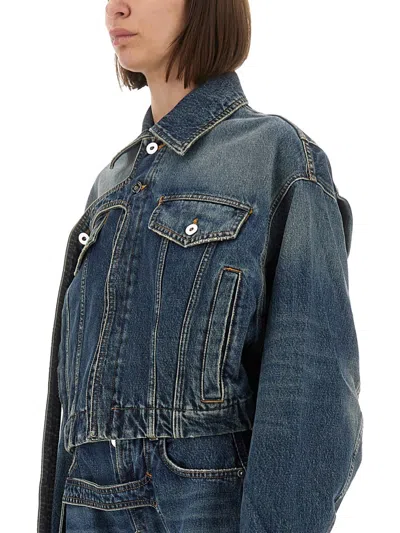 Jean Paul Gaultier Cropped Oversized Denim Jacket With Classic Collar In Blue