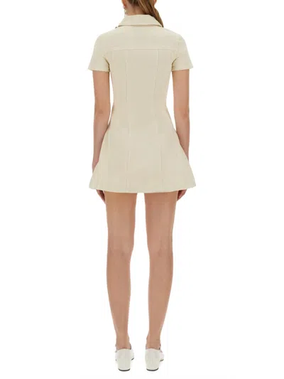 Self-portrait Fitted Cotton Mini Dress With Classic Collar In Gray