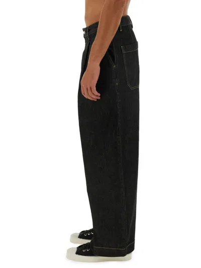 Studio Nicholson Relaxed Wide-leg Denim Pants With High Waist In Black