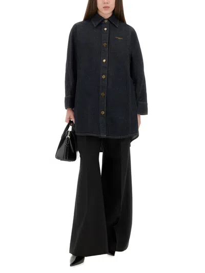 Givenchy Collared Neck Structured Long Sleeves Top In Black