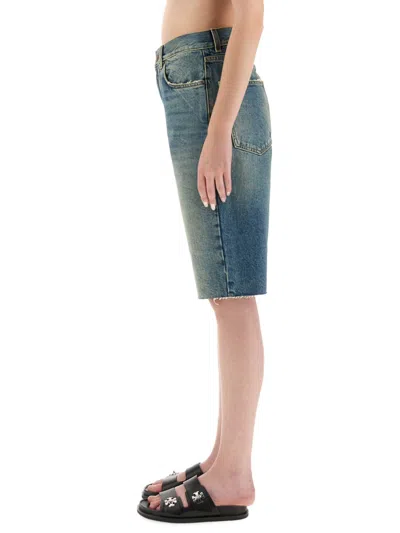 Tory Burch Distressed Denim Shorts In Blue