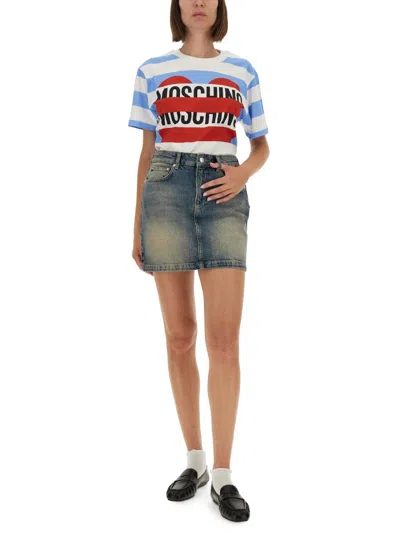 Moschino Denim Skirt Belt Loops In Blue