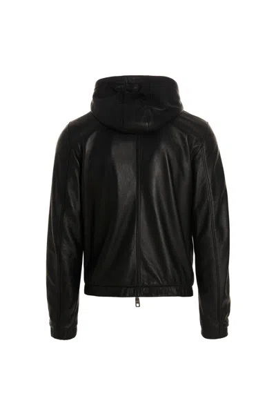 Dolce & Gabbana Hooded Jacket With Elastic Cuffs And Hem In Black