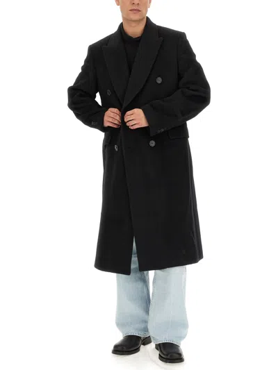 Our Legacy Oversize Double-breasted Coat Notched Lapels In Black