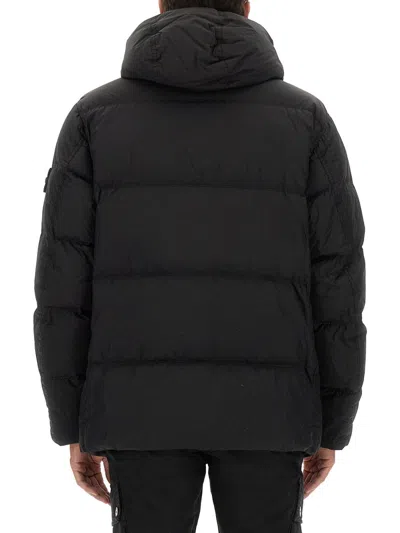 Stone Island Buttoned Pockets Hooded Quilted Jacket In Multi