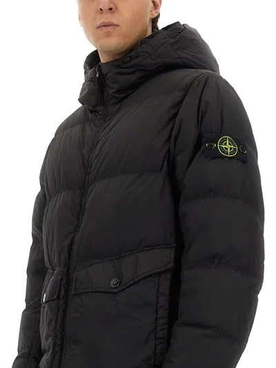 Stone Island Buttoned Pockets Hooded Quilted Jacket In Multi