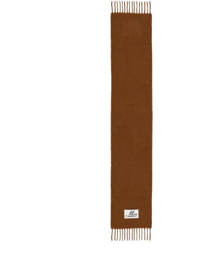 Marni Brown Woven Alpaca Blend Scarf With Delicate Fringes In Brown