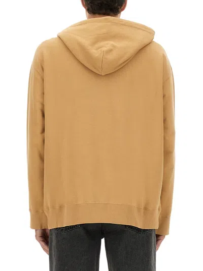 Mm6 Maison Margiela Mm6 By Maison Margiela Relaxed-fit Cotton Hoodie With Unique Graphic Print In Brown
