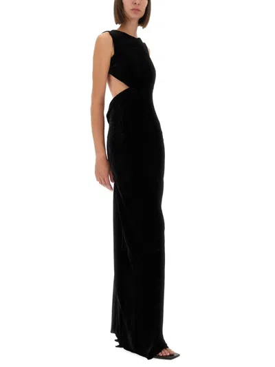 Rick Owens Open Back Gown Dress In Black