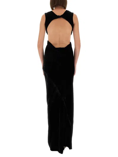 Rick Owens Open Back Gown Dress In Black