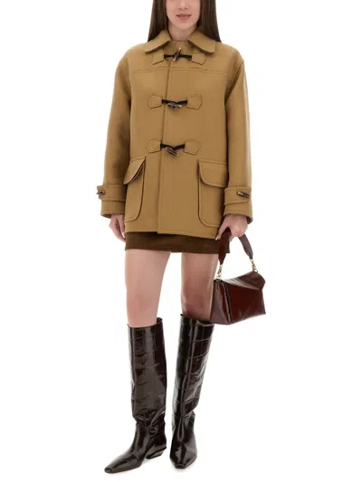 Moschino Classic Duffle Jacket With Toggle Closures In Brown