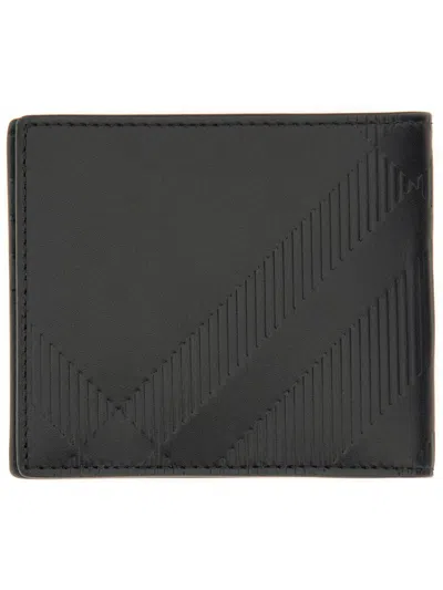 Burberry Textured Calf Grain Leather Wallet In Black