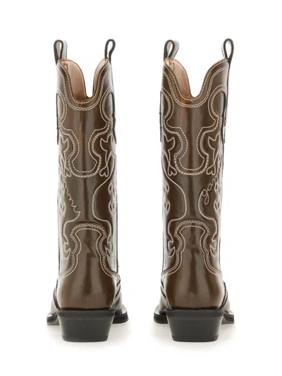 Ganni Stitched Western Style Pointed Toe Boots
