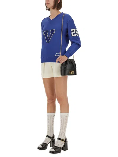 Valentino Garavani Sweatshirt With V And Le Chat De La Maison In Blue