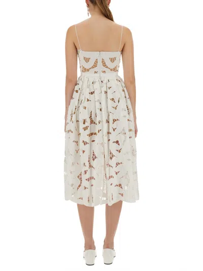 Self-portrait Bow Embroidered Midi Dress In White