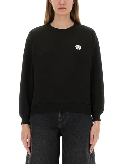 Kenzo Lightweight Tiger Sweatshirt Ribbed Cuffs In Black