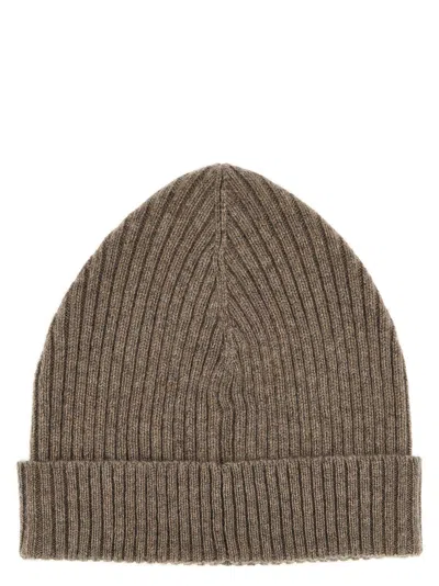 Brioni English Ribbed Beanie Hats Beige
