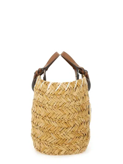 Anya Hindmarch Small Eyes Seagrass Basket Tote In Brown