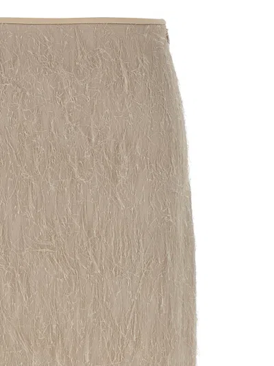 Peserico Textured Sheer Overlay Jacquard Skirt In Brown