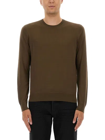 Tom Ford Fine Merino Virgin Wool Sweater In Brown