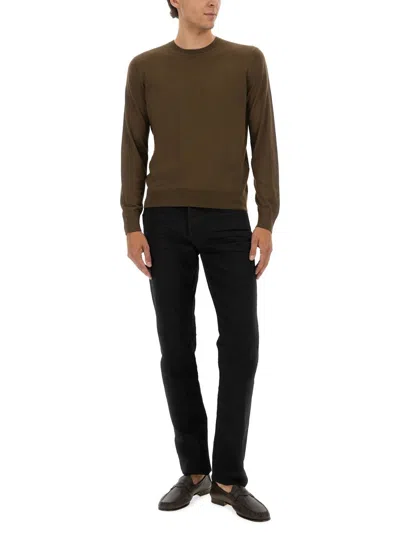 Tom Ford Fine Merino Virgin Wool Sweater In Brown