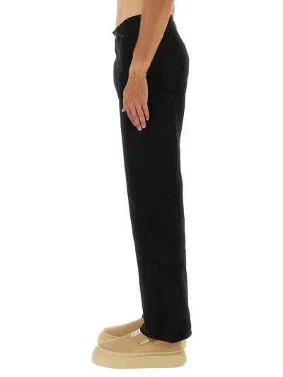 Mm6 Maison Margiela Black Jeans With Multi-pocket Design And Silver Rivets In Black