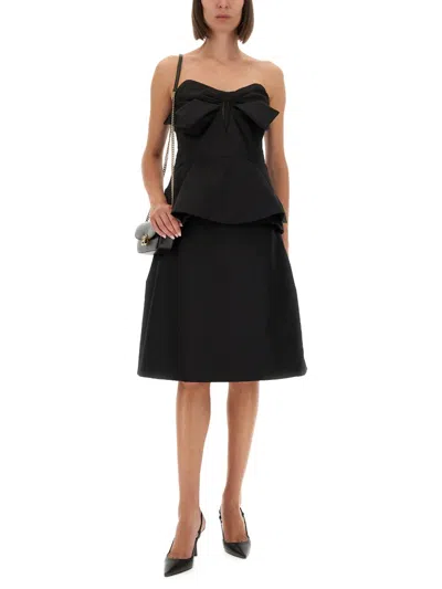 Alexander Mcqueen Alexander Mc Queen Flared Black Skirt In Silk Blend In Black