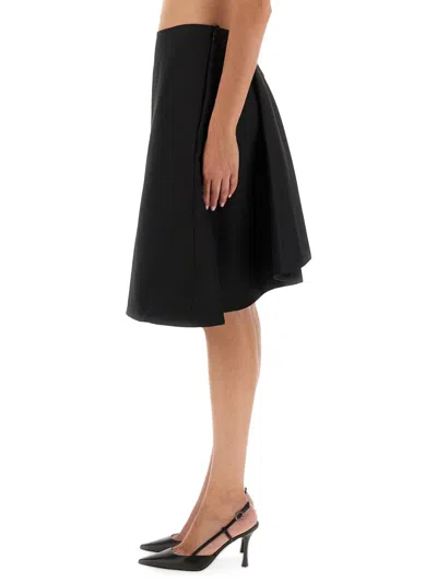 Alexander Mcqueen Alexander Mc Queen Flared Black Skirt In Silk Blend In Black