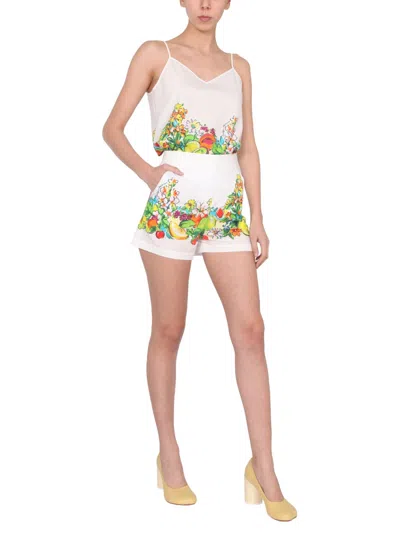 Moschino Flower And Fruit Print Top In White