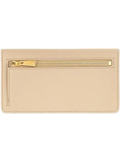Ferragamo Gancini Wallet With Signature Embellishment In Neutral