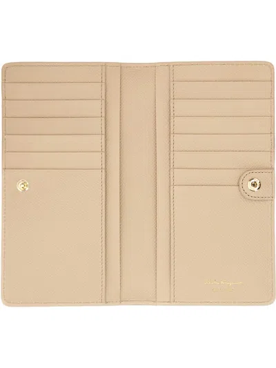 Ferragamo Gancini Wallet With Signature Embellishment In Neutral