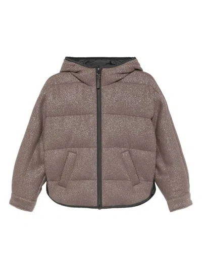 Brunello Cucinelli Long-sleeved Hooded Cotton Coat In Neutral