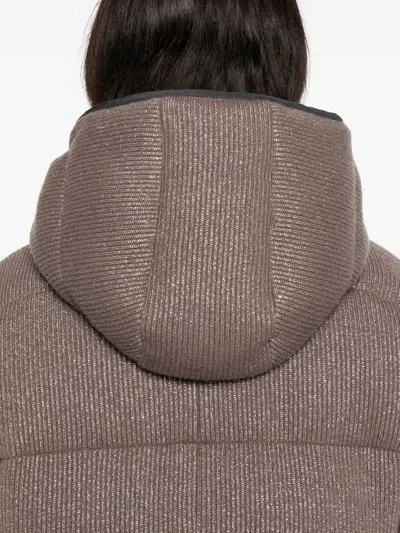 Brunello Cucinelli Long-sleeved Hooded Cotton Coat In Neutral