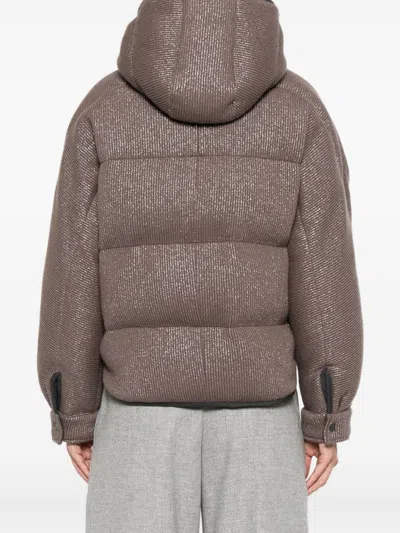 Brunello Cucinelli Long-sleeved Hooded Cotton Coat In Neutral