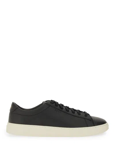 Hugo Boss Low-top Trainers In Grained Faux Leather In Black