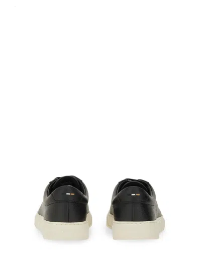 Hugo Boss Low-top Trainers In Grained Faux Leather In Black