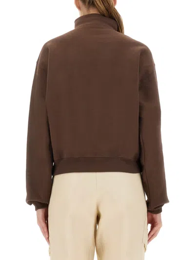 Jacquemus Grosgrain Sweatshirt With Turtleneck In Brown