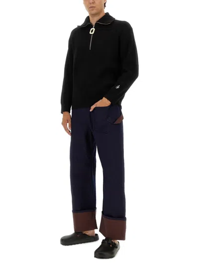 Jw Anderson Half Zipper Shirt In Black