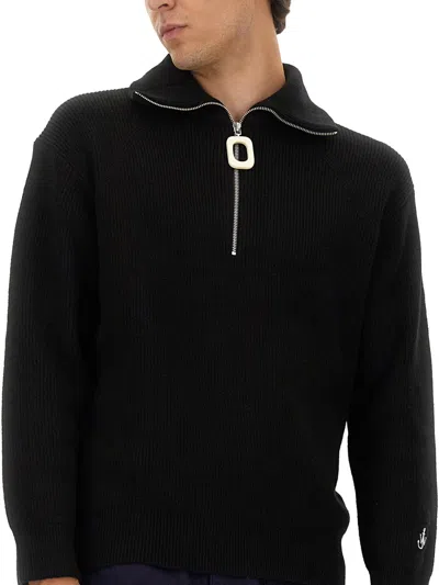Jw Anderson Half Zipper Shirt In Black