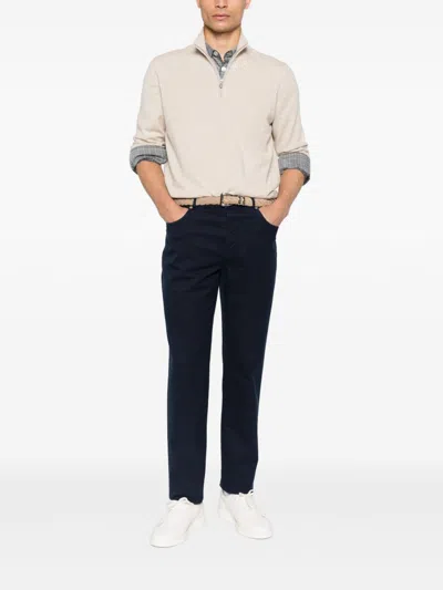 Brunello Cucinelli Men Cotton Trousers In Blue