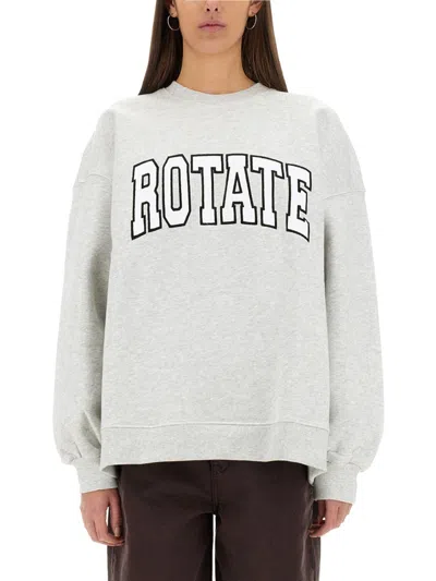 Rotate Birger Christensen Grey Crewneck Sweatshirt With Logo In Gray