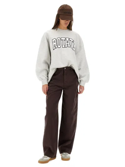 Rotate Birger Christensen Grey Crewneck Sweatshirt With Logo In Gray