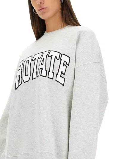 Rotate Birger Christensen Grey Crewneck Sweatshirt With Logo In Gray